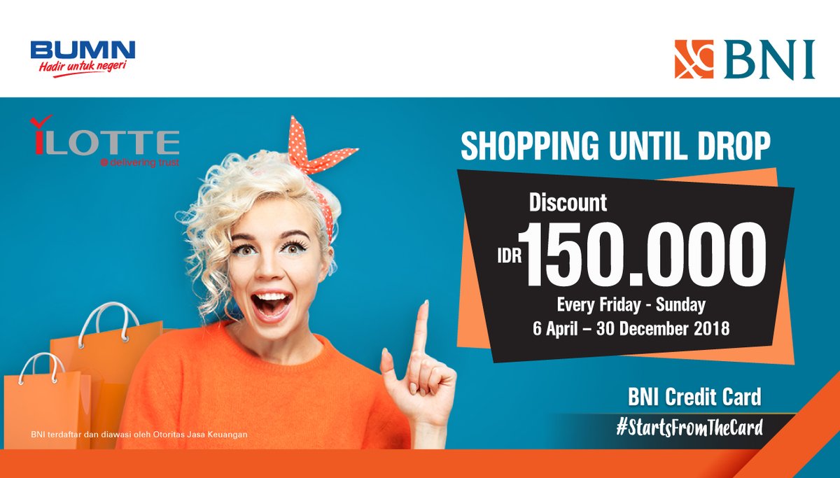 Bank BNI - Promo Diskon 150 Ribu Setiap Jumat Sabtu Minggu di ILotte Bank BNI - Promo Diskon 150 Ribu Setiap Jumat Sabtu Minggu di ILotte