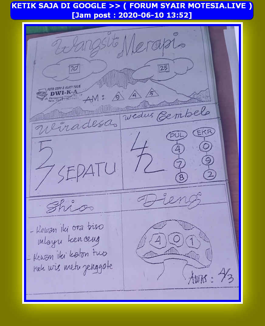 Syair Wangsit Merapi Syair Unyil
