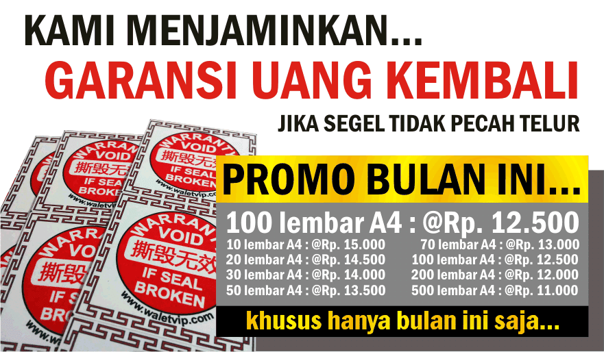 Promo Harga Stiker Garansi Promo Harga Stiker Garansi