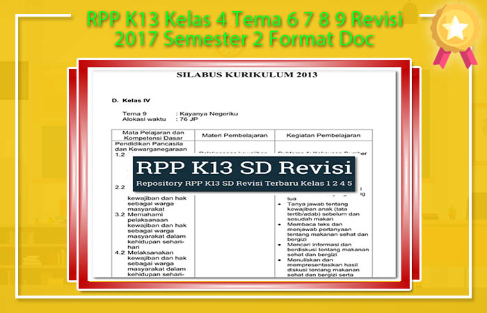 RPP K13 Kelas 4 Tema 6 7 8 9 Revisi 2017 Semester 2 Format Doc RPP K13 Kelas 4 Tema 6 7 8 9 Revisi