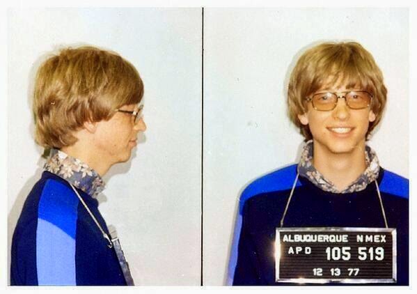 64 Historical Pictures you most likely haven’t seen before. # 8 is a bit disturbing! -  Bill Gates for driving without a license, 1977
