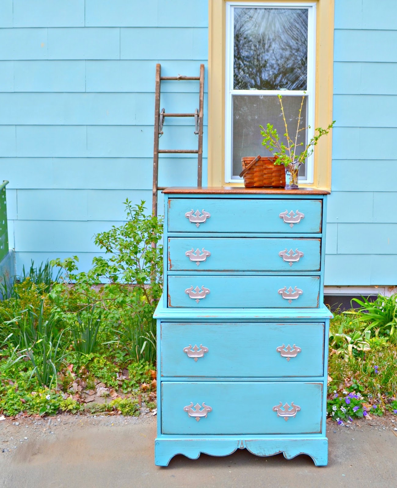 Heir and Space An Antique Oak Dresser in Blue