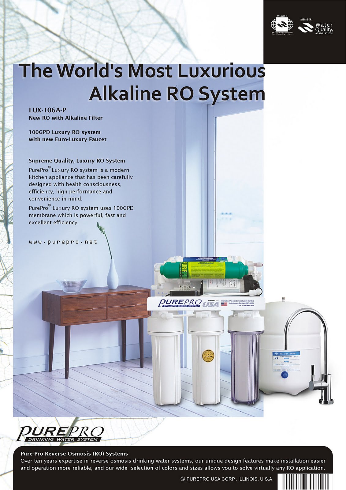 PurePro® LUX-106A-P Reverse Osmosis Water Filtration System