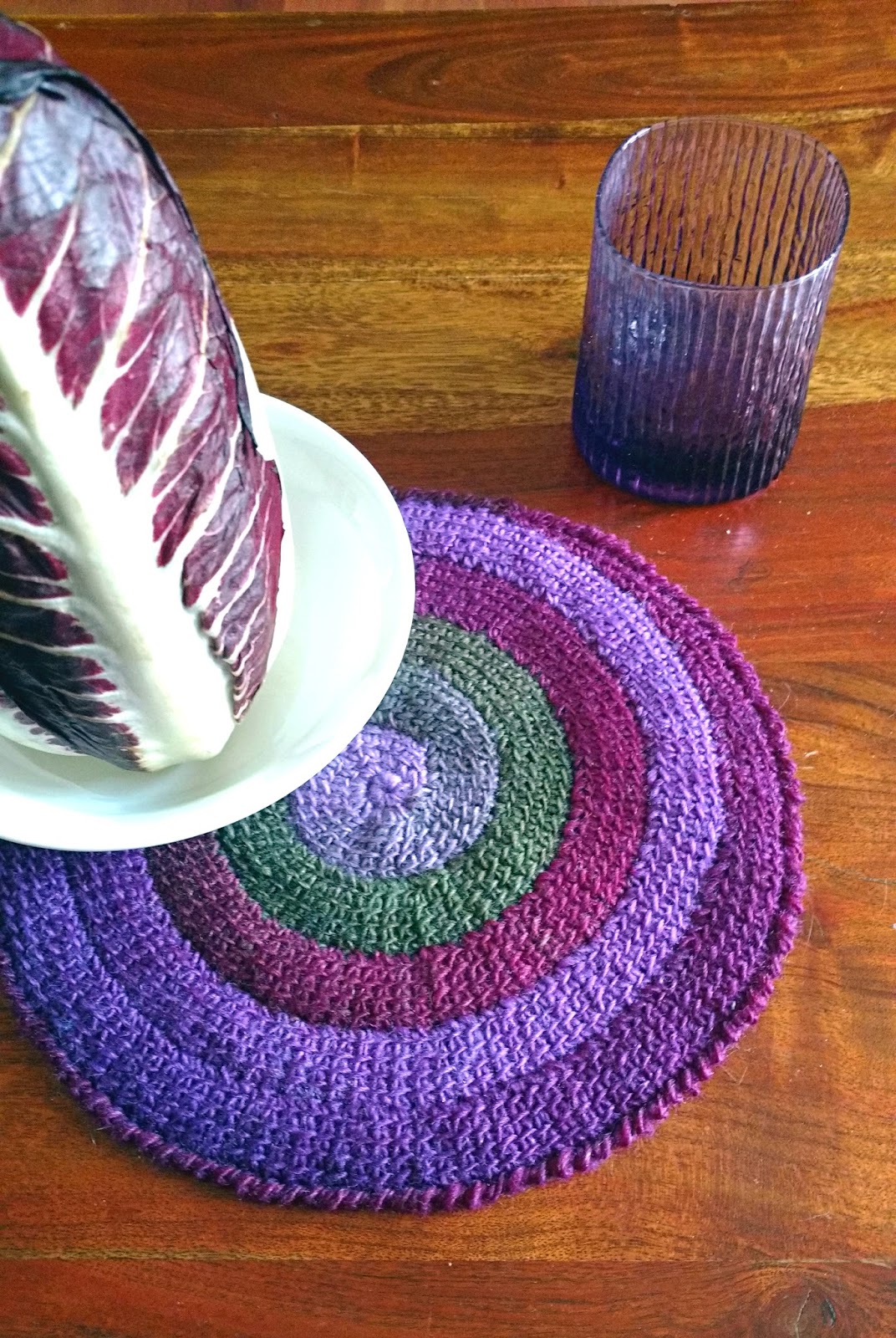 Crochet spiral placemat in Tunisian stitch, PATTERN AVAILABLE!