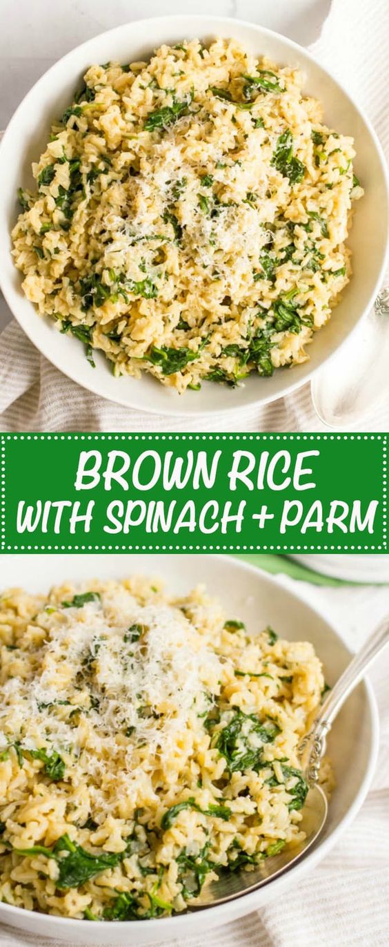 BROWN RICE WITH SPINACH AND PARMESAN CHEESE #brownrice #spinach #parmesan #parmesancheese #healthyfood #healthyrecipes BROWN RICE WITH SPINACH AND PARMESAN CHEESE #brownrice #spinach #parmesan #parmesancheese #healthyfood #healthyrecipes