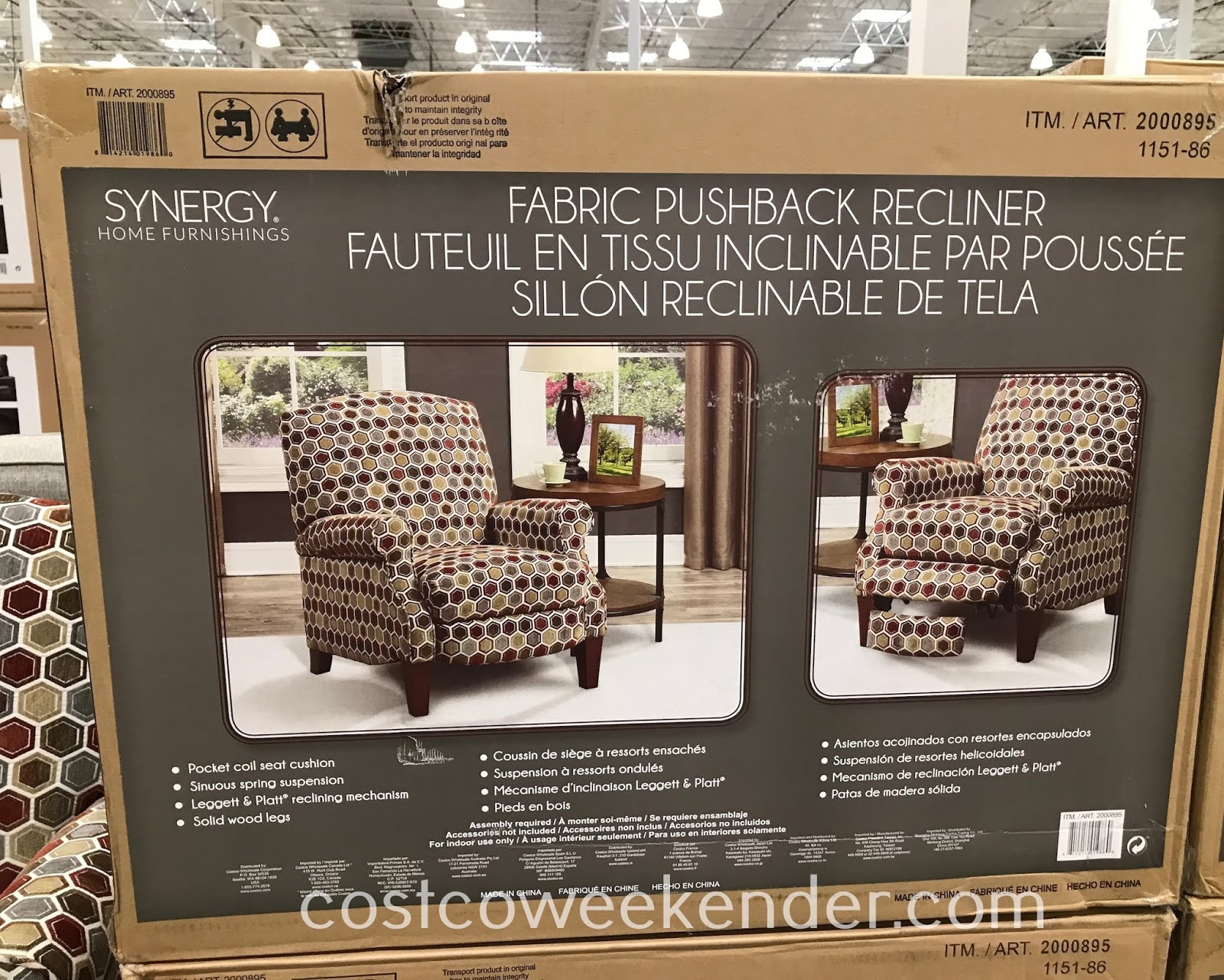 Synergy Fabric Pushback Recliner Costco Weekender