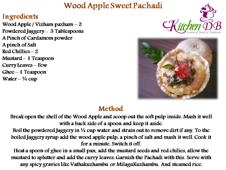 My Passion Vizham Pazha Pachadi / Wood Apple Sweet Pachadi