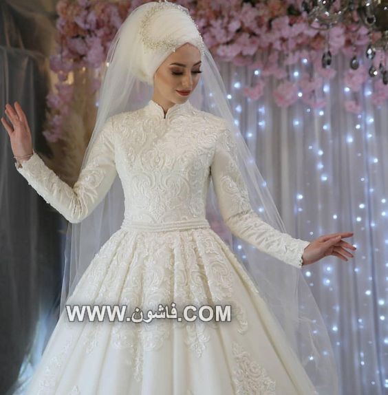 بالصور أجدد الأشكال العصرية فى عالم لفات الطُرح للعرائس المحجبات فساتين زفاف, فساتين زفاف محجبات, لفات طرح للزفاف, لفات حجاب للزفاف, أشكال لفات الحجاب فى الفرح