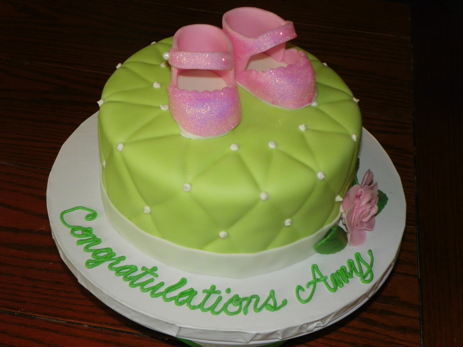 Plumeria Cake Studio: Pink and Green Baby Girl Shower Cake