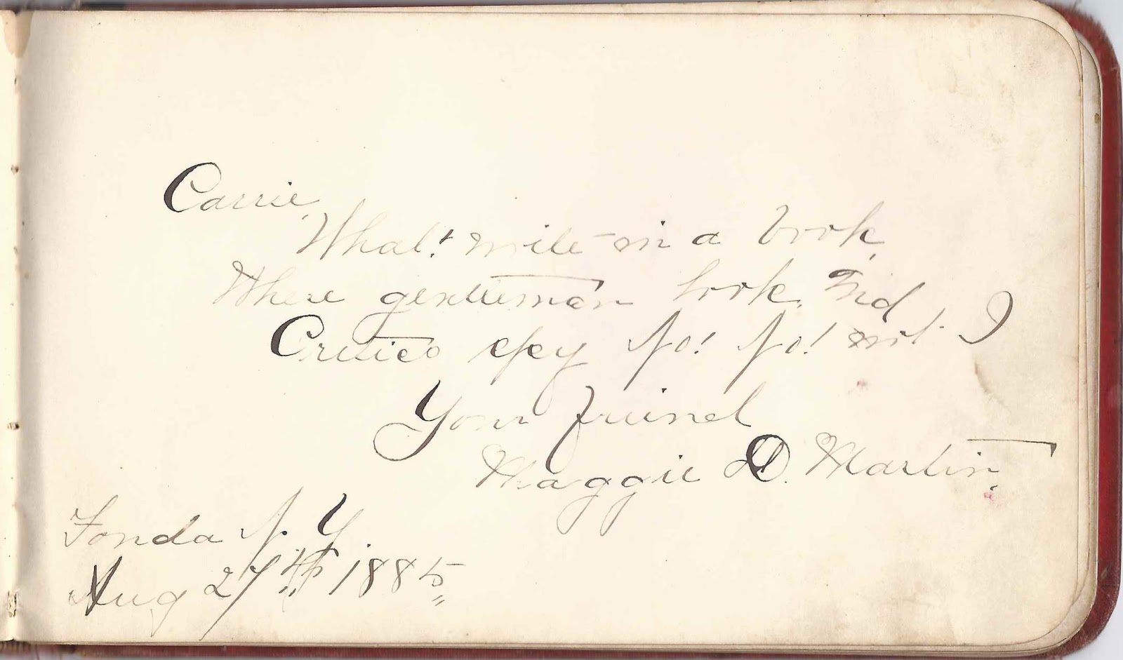 Heirlooms Reunited 1880s/1910 Autograph Album that Belonged to Carrie of Troy, New York area