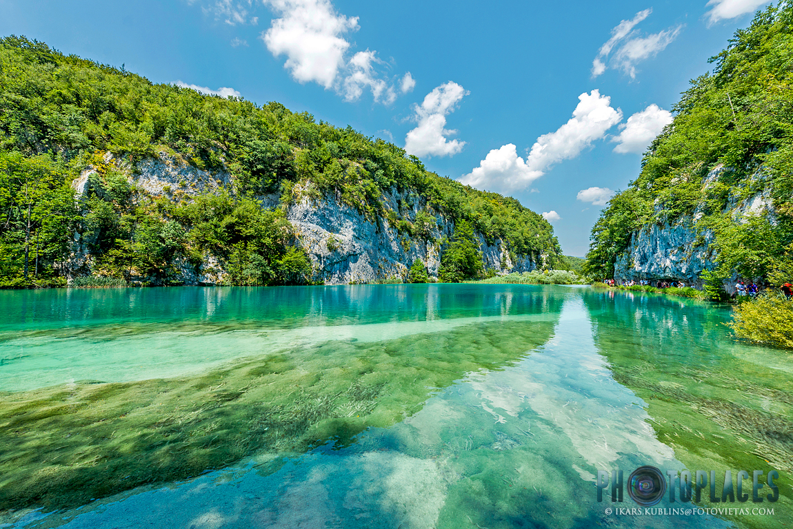 Cliffs reflecting in one of Plitvice Lower lakes