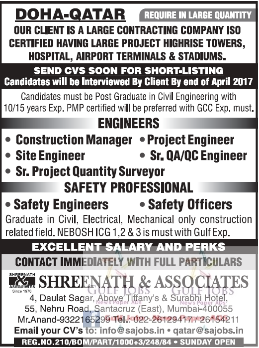 Doha Qatar Large Job Opportunities Gulf Jobs for Malayalees