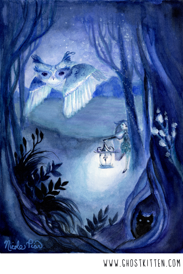 Fairytale Anime Illustration Owl forest magical Nicole Piar