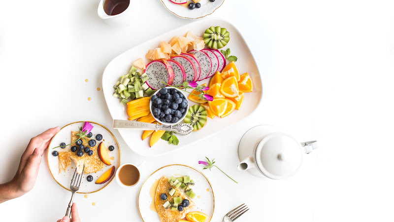 Pancakes, Honey and Fruits