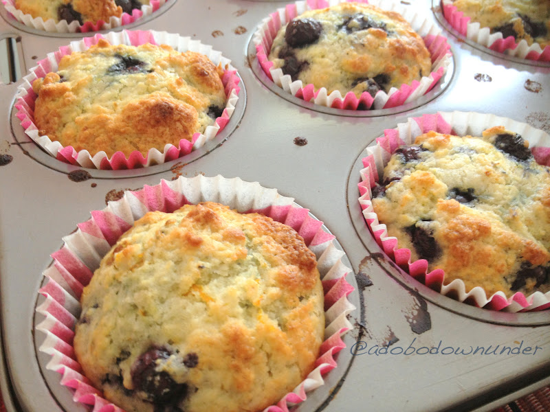 adobo down under Sugarfree blueberry buttermilk muffins