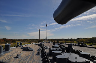 View of San Jacinto Monument from the deck of the USS Texas