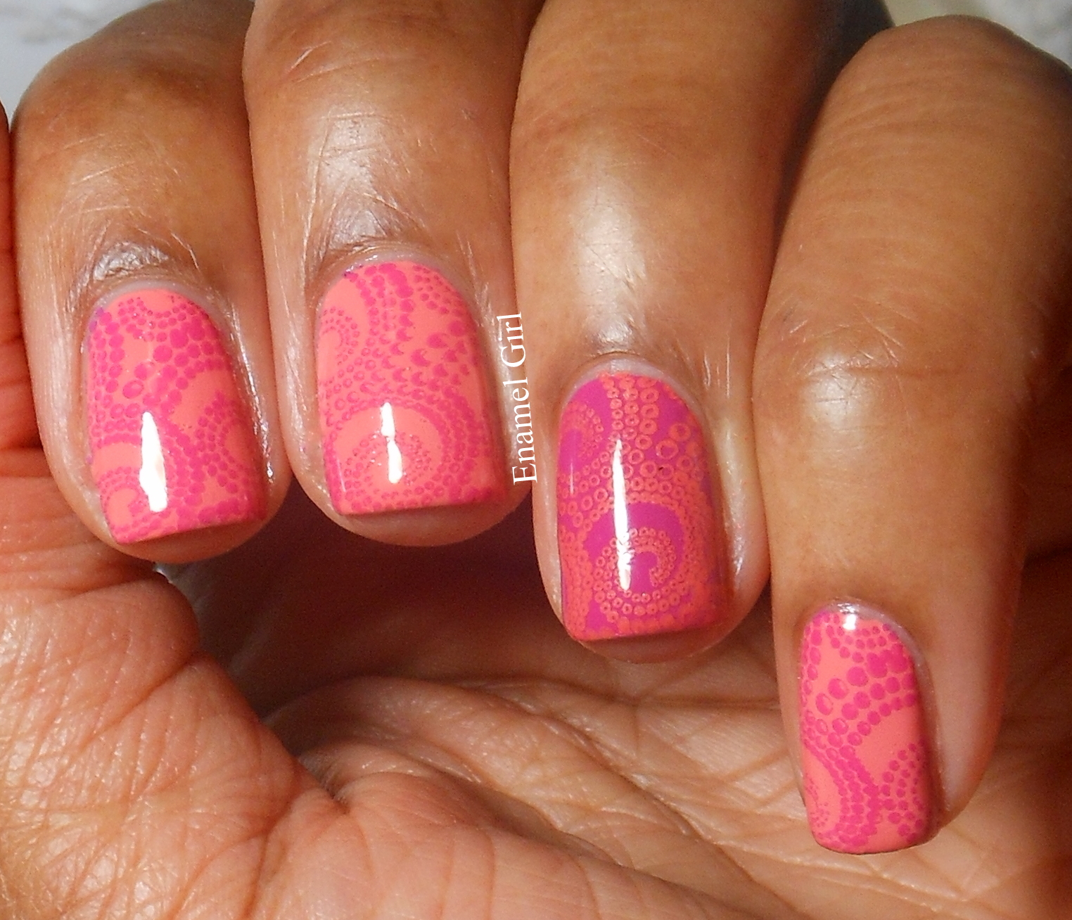 Enamel Girl NOTD DRKB Pink Dots & Hello Kitty