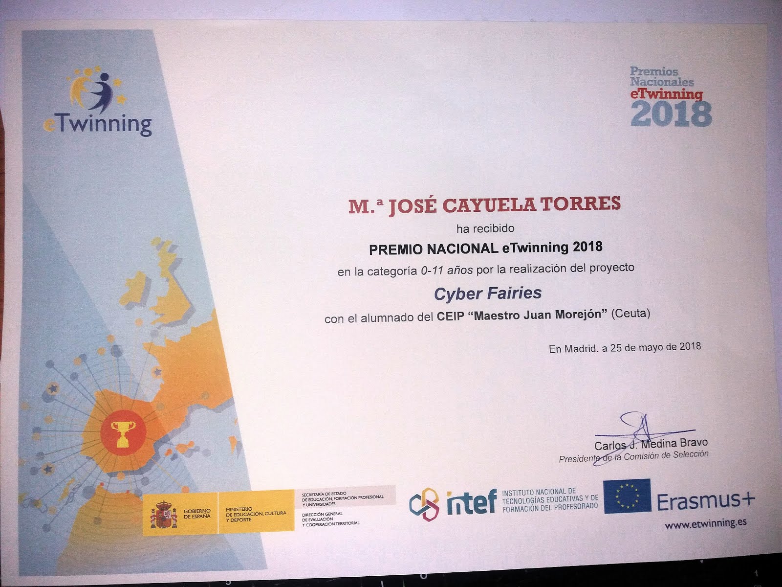 Premio Nacional eTwinning 2018 para Cyber Fairies.