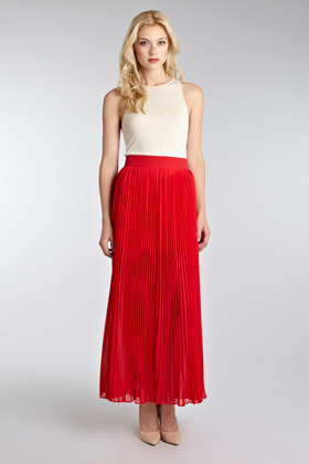 LOU LOU MUSES: Whistles 'Carrie' Red Pleated Midi Skirt v Warehouse Red ...