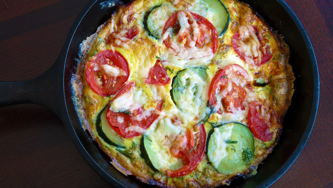 Easy Layered Zucchini and Tomato Frittata with Dill
