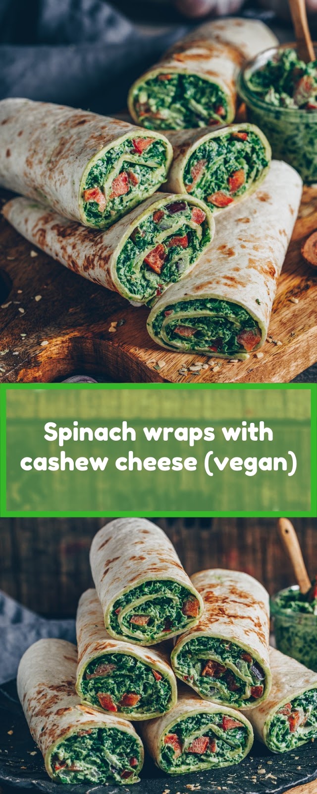 Spinach Wraps With Cashew Cheese (Vegan) - Genius Kitchen Food