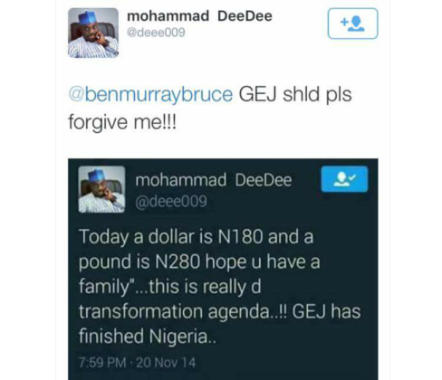 1 GEJ replies man who called him out on social media in 2014 over increased Foreign exchange rate