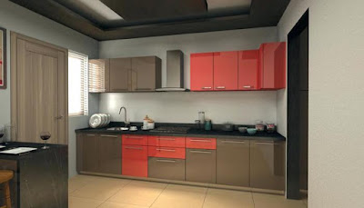 Latest modern red kitchen cabinets and interior design catalogue
