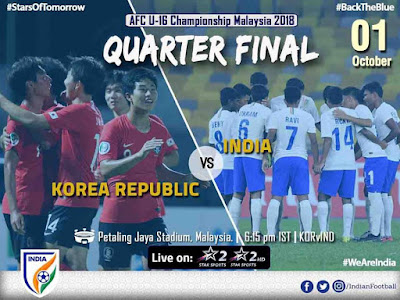 Live Streaming South Korea vs India AFC U16 1.10.2018 Live Streaming South Korea vs India AFC U16 1.10.2018