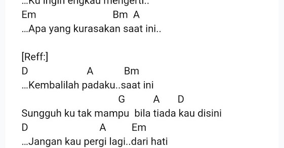 Kunci Gitar Adista Kembalilah Padaku - Red Books