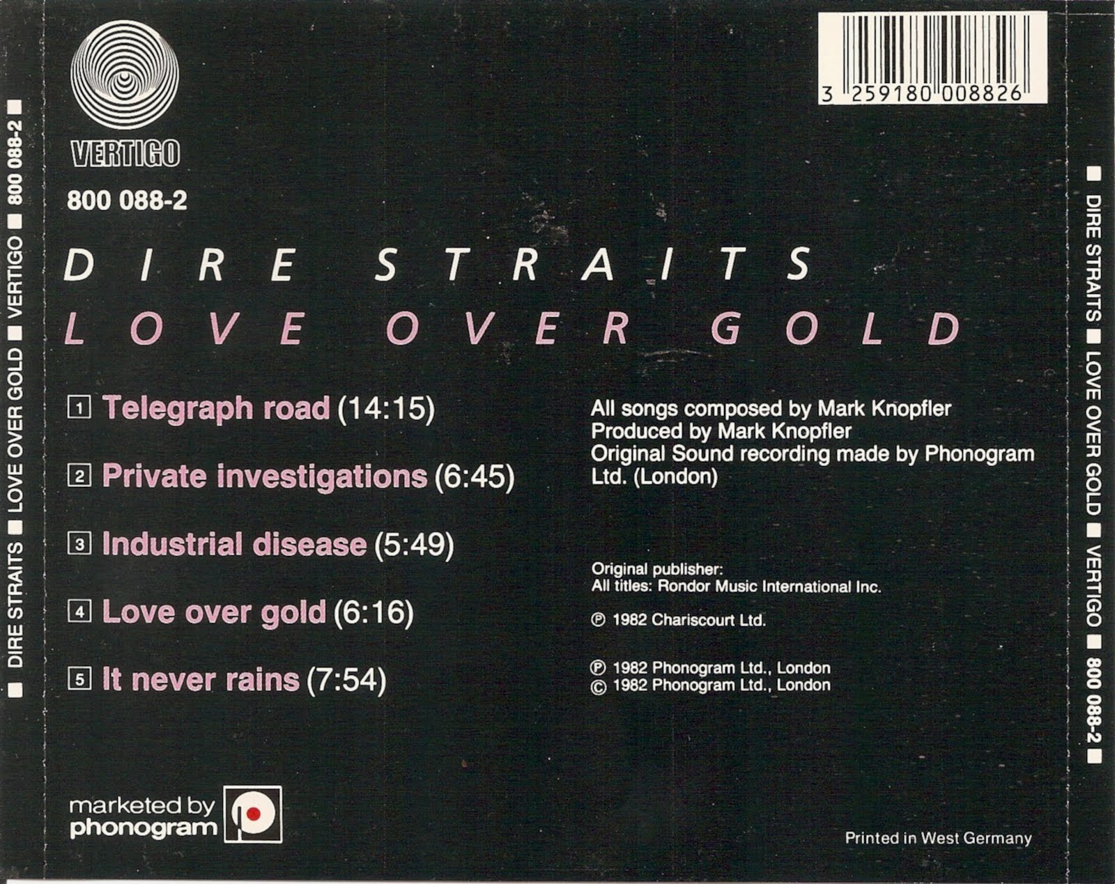 The First Pressing CD Collection Dire Straits Love Over Gold The First Pressing CD Collection Dire Straits Love Over Gold