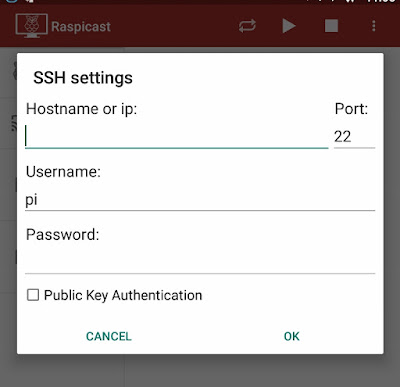 Raspicast SSH settings