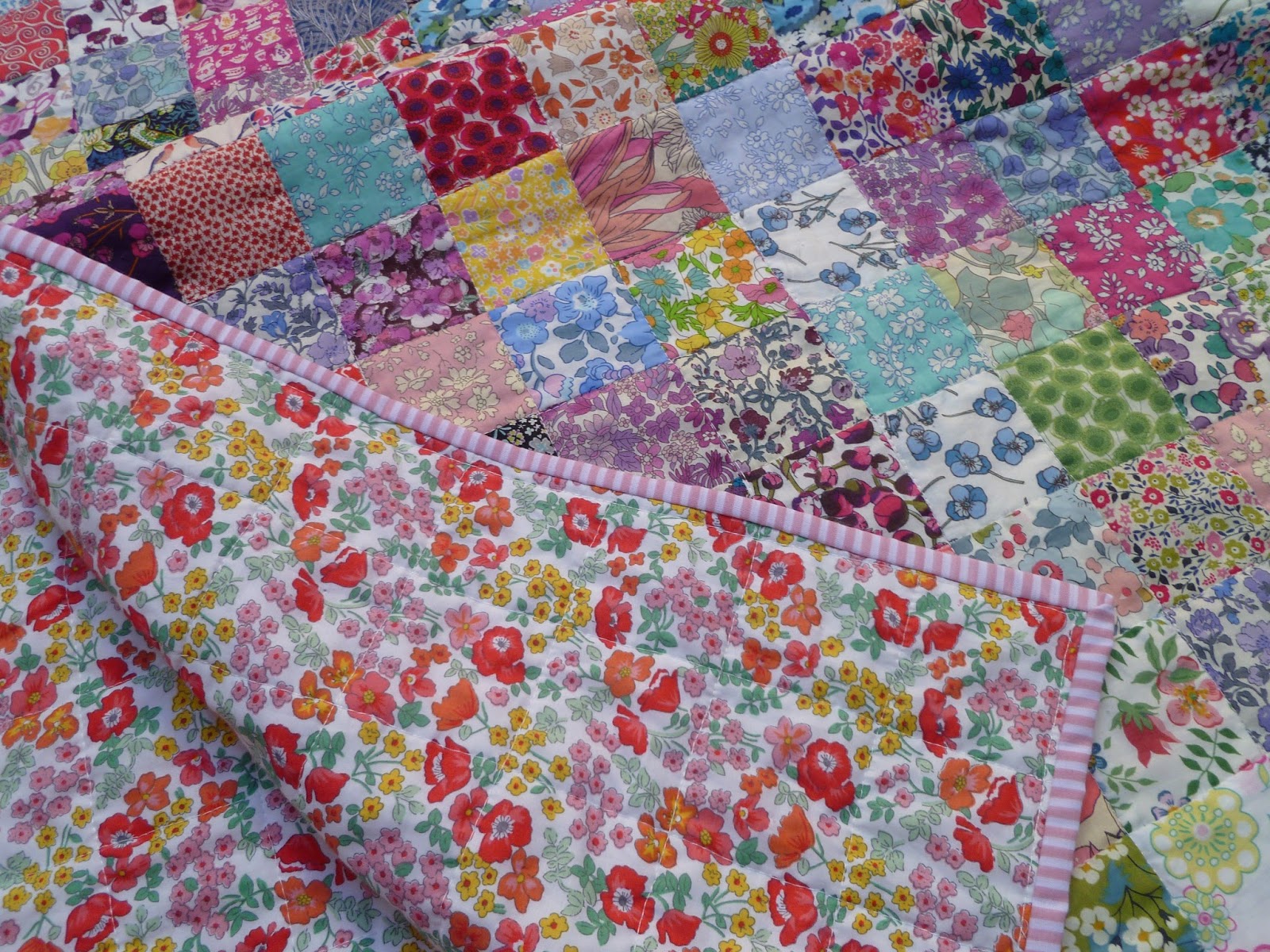 Stitch and Pieces: Liberty Squares Quilt: A finished quilt