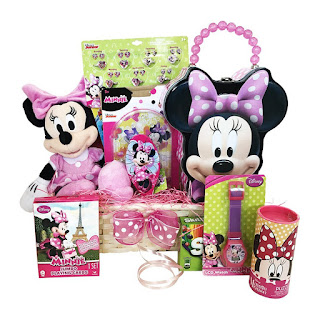 CHRISTMAS GIFT BASKET FOR KIDS MINNIE MOUSE THEMED 10 ITEMS IN 1 BASKET WITH NOVELTIES