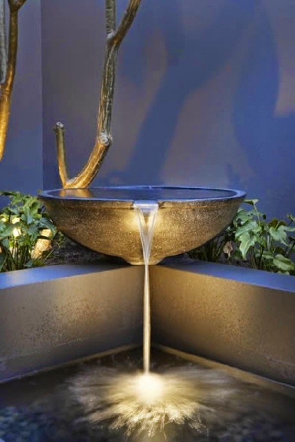 A relaxing garden and backyard waterfalls