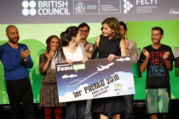 Queen Letizia attends final of FameLab España 2016 Scientific Monologues Contest held at the Cines Callao City Lights. Queen Letizia wore Nina Ricci top - Pre Fall 2016 Collection