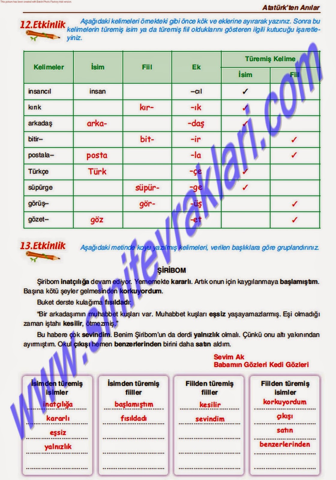 Gizem Yayincilik 6. Sinif Türkçe Çalişma Kitabi Cevaplari Sayfa 57