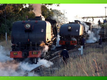 Locomotoras de vapor en Zimbabwe series 611 y 424 .....