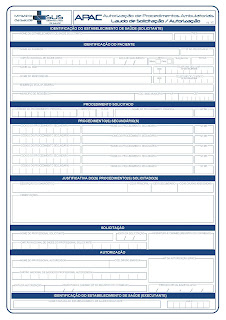 FORMULÁRIO APAC - AUTORIZAÇÃO DE PROCEDIMENTOS  AMBULATORIAIS 