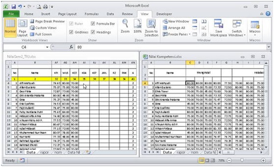 Cara Menampilkan Dua Jendela Dalam Sebuah Worksheet di Excel