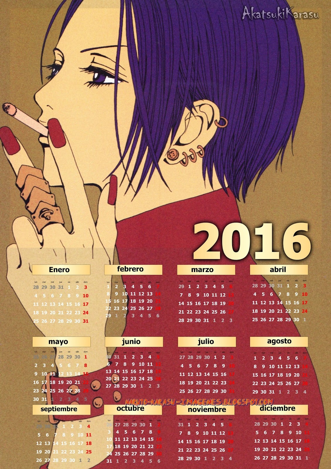 Animé imágenes by Akatsuki Karasu: Calendarios 2016 Nana