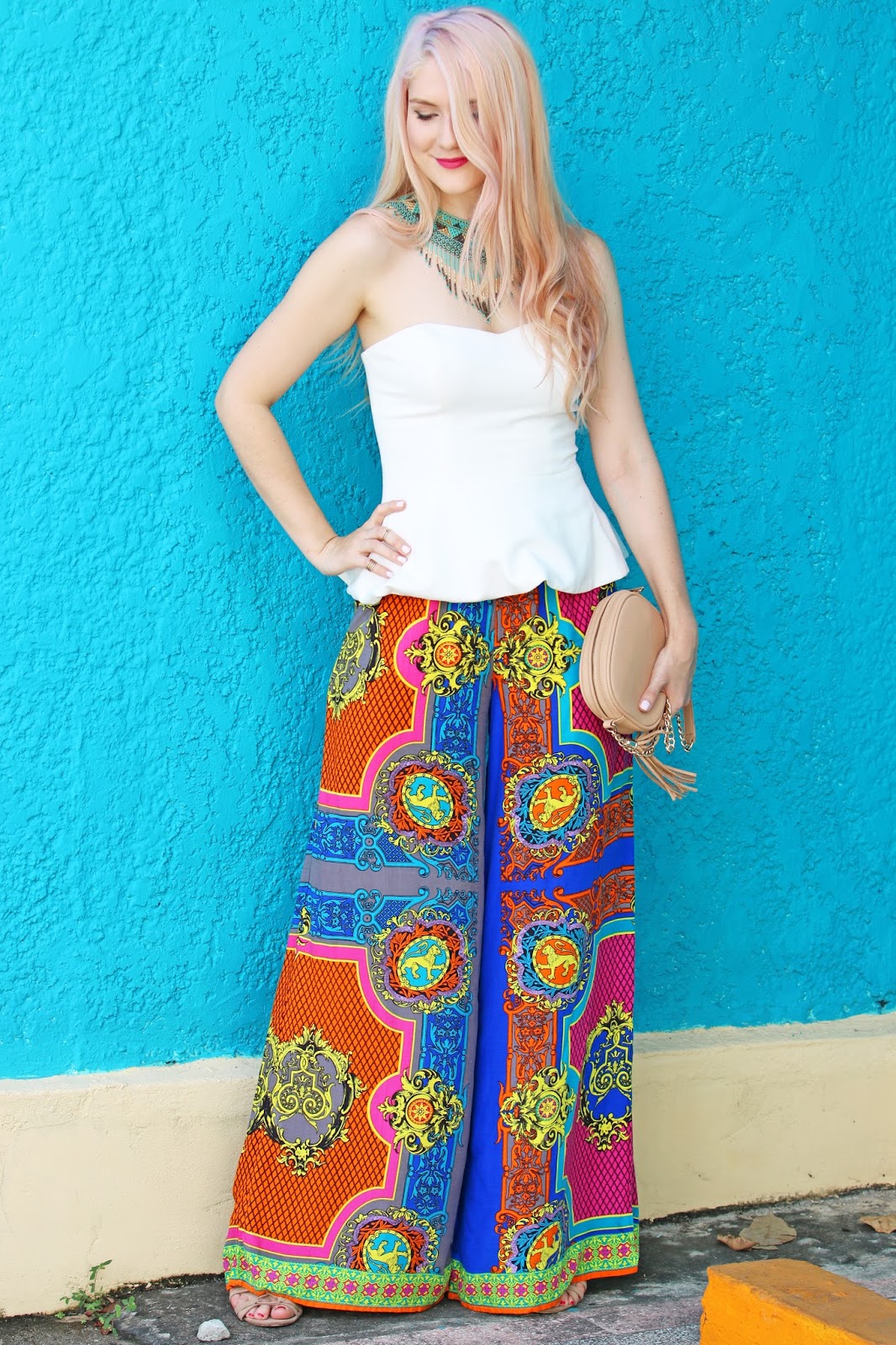 Colorful Palazzo pants outfit