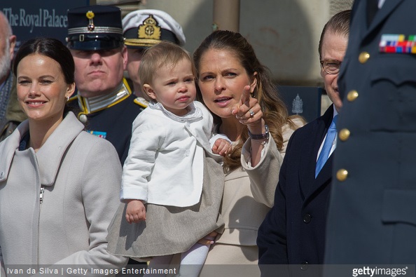 Ms Sofia Hellqvist, Princess Madeleine and Princess Elonore are seen during the celebration of the King's birthday at Palace Royale on April 30, 2015 in Stockholm, Sweden