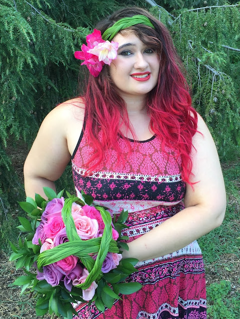 Bohemian Wedding Bouquet and Hairband with Roses and Steel Grass by Stein Your Florist Co.