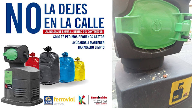 Anuncio municipal y situación de un buzón de recogida de basura Anuncio municipal y situación de un buzón de recogida de basura