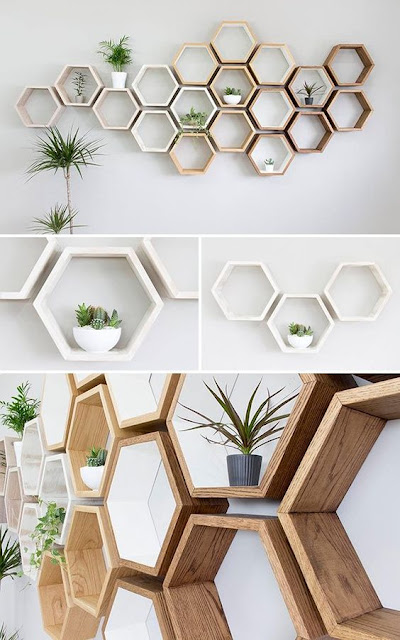 アイスキャンディーの棒で作るハニカムウォールラック, Handmade honeycomb wall rack by popsticks, 棒冰的棒变为六角形挂墙木架
