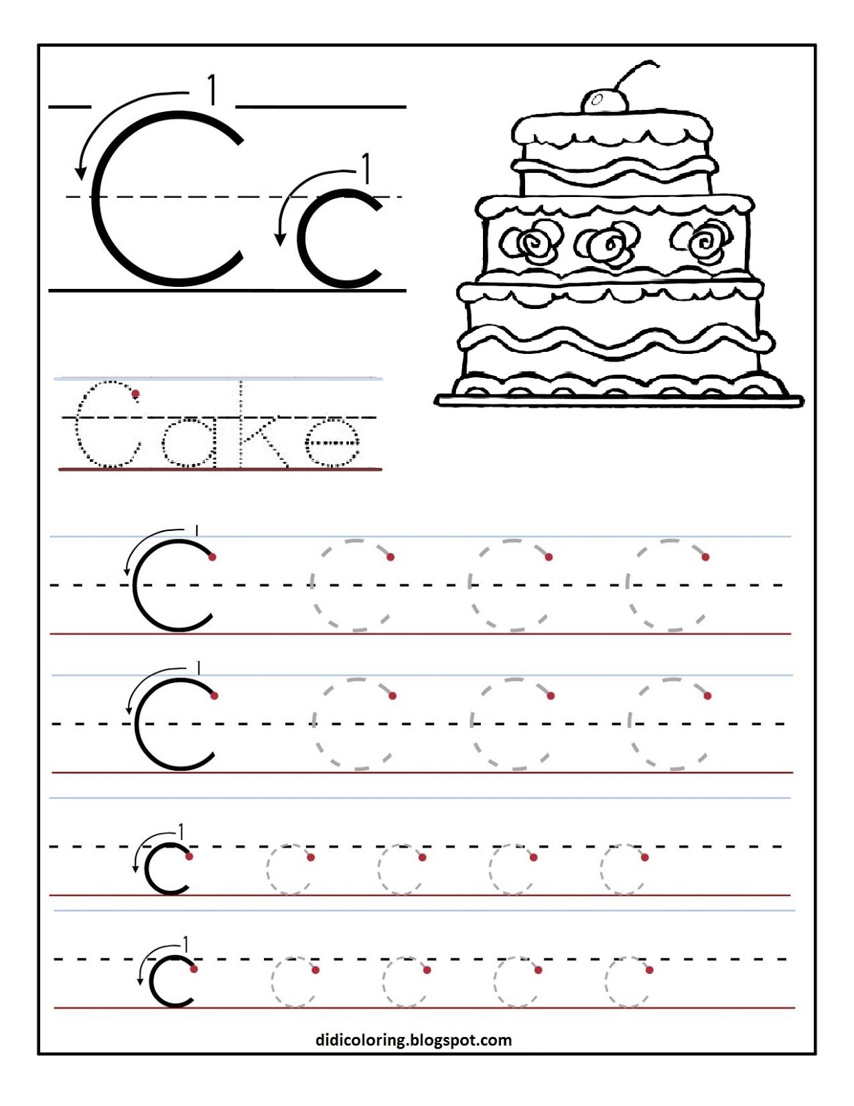 Didi coloring Page: Free printable worksheet letter C for your