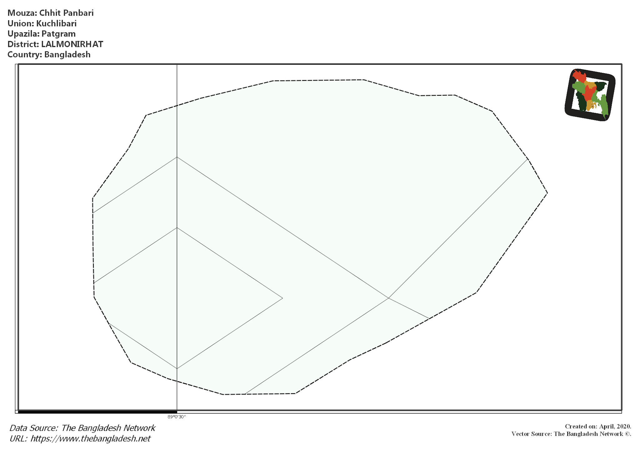 Map of Chhit Panbari Mouza of Patgram Upazila, LALMONIRHAT, Bangladesh.