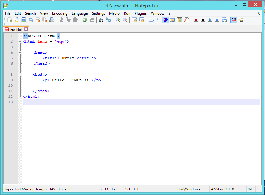 Learn HTML5 : HTML5 Tags - doctype , html , head ,title , body ...