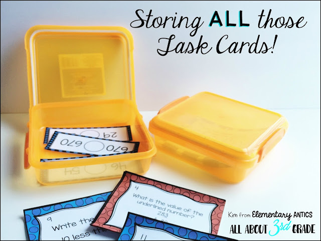 Organize all of your task cards for reading and math centers using these affordable containers!