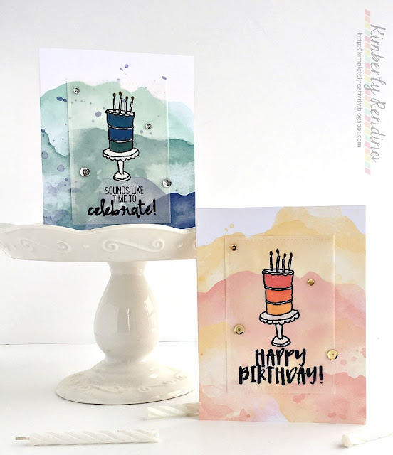 Concord & 9th | birthday cards | kimpletekreativity.blogspot.com | pretty pink posh | sequins | watercolor | handmade card